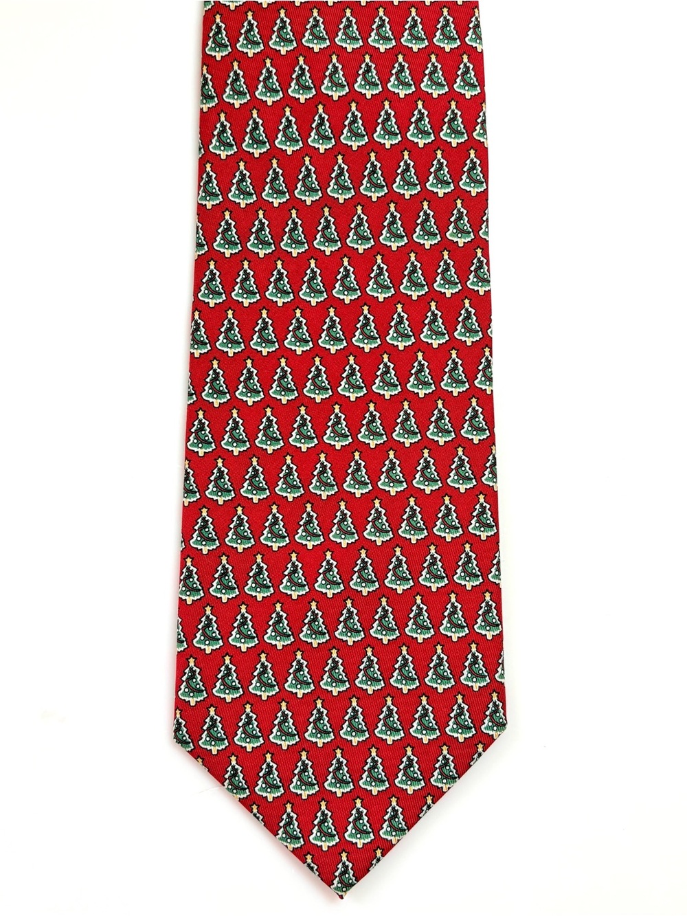 Vineyard Vines Red 100% Silk Tie Christmas Tree Holiday Shep Ian Handmade